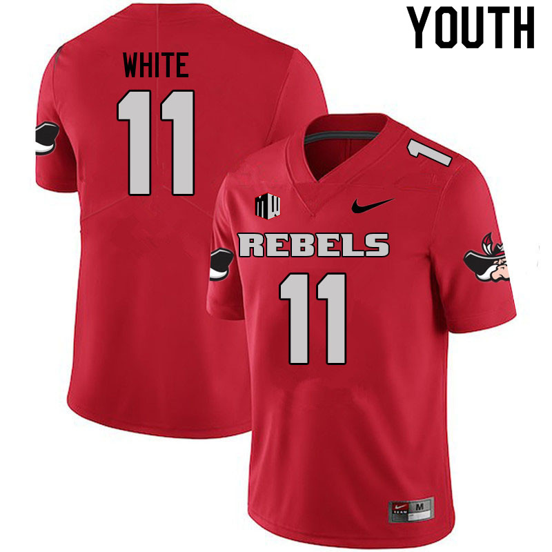 Youth #11 Ricky White UNLV Rebels College Football Jerseys Sale-Scarlet - Click Image to Close